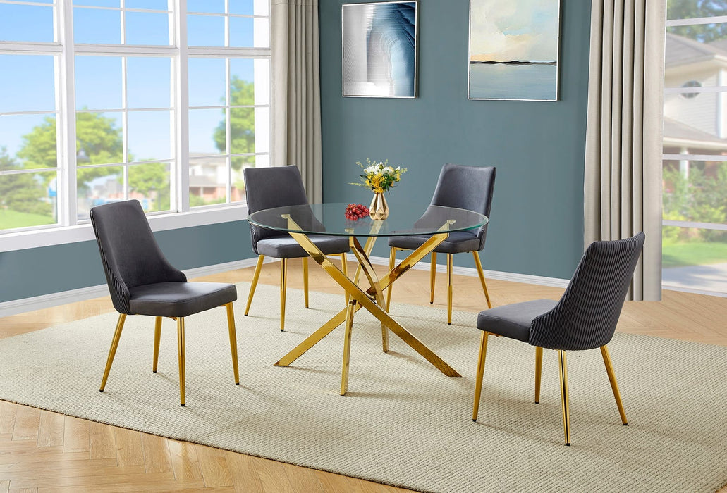 Mariano Furniture Piece Round Glass Dining Set in Dark Gray