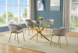 Mariano Furniture - 5 Piece Round Glass Dining Set in Gray/Gold - BQ-D232-4SC263 - GreatFurnitureDeal