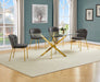 Mariano Furniture - 5 Piece Rectangular Glass Dining Set in Dark Gray/Gold - BQ-D234-4SC254 - GreatFurnitureDeal