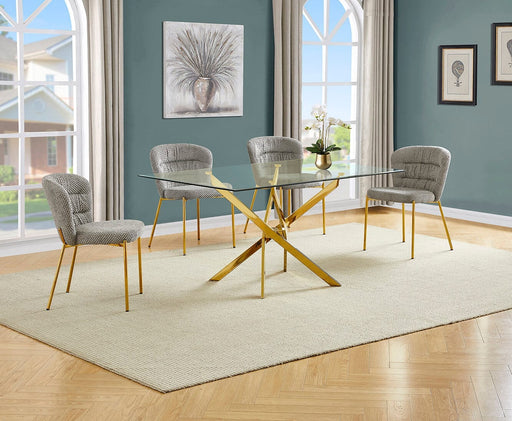 Mariano Furniture - 5 Piece Rectangular Glass Dining Set in Gray/Gold - BQ-D234-4SC255 - GreatFurnitureDeal