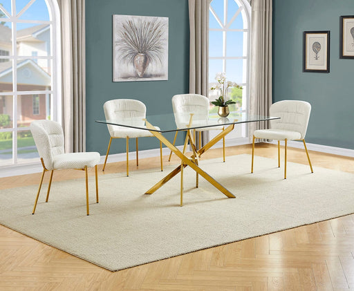 Mariano Furniture - 5 Piece Rectangular Glass Dining Set in Cream/Gold - BQ-D234-4SC256 - GreatFurnitureDeal