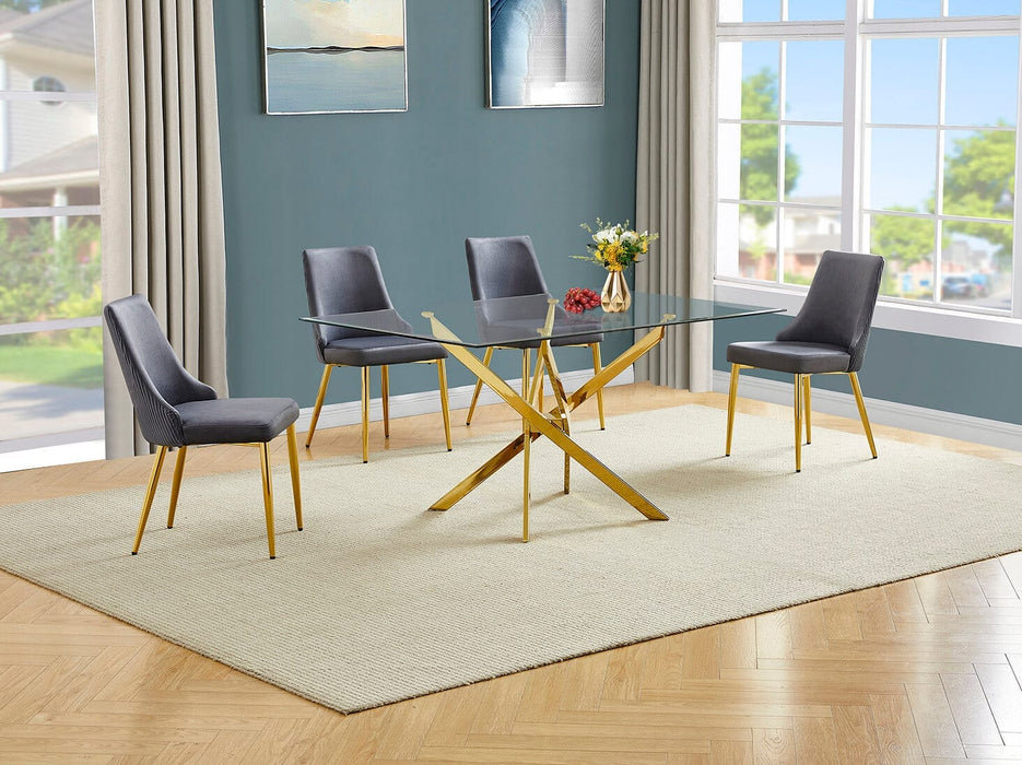 Mariano Furniture - 5 Piece Dining Table Set in Dark Gray/Gold - BQ-D234-4SC260 - GreatFurnitureDeal