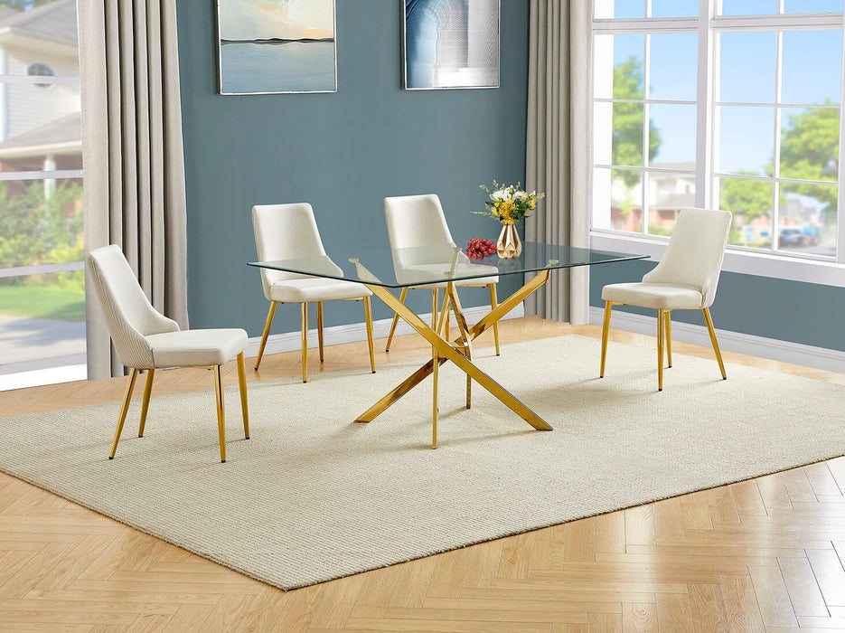 Mariano Furniture - 5 Piece Dining Table Set in Cream/Gold - BQ-D234-4SC262 - GreatFurnitureDeal