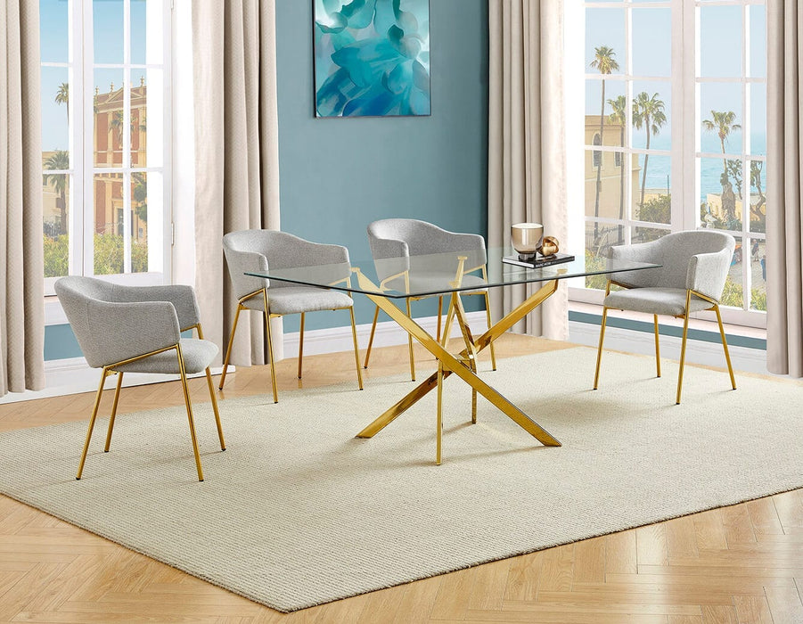 Mariano Furniture - 5 Piece Rectangular Glass Dining Set in Gray/Gold - BQ-D234-4SC263 - GreatFurnitureDeal