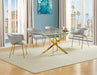 Mariano Furniture - 5 Piece Rectangular Glass Dining Set in Gray/Gold - BQ-D234-4SC263 - GreatFurnitureDeal
