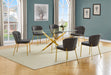 Mariano Furniture - 7 Piece Rectangular Glass Dining Set in Dark Gray/Gold - BQ-D234-6SC254 - GreatFurnitureDeal