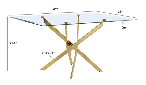 Mariano Furniture - 7 Piece Rectangular Glass Dining Set in Gray/Gold - BQ-D234-6SC255 - GreatFurnitureDeal