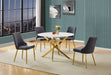 Mariano Furniture - 5 Piece Round Glass Dining Set in Dark Gray/Gold - BQ-D235-4SC260 - GreatFurnitureDeal