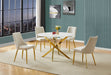Mariano Furniture - 5 Piece Round Glass Dining Set in Cream/Gold - BQ-D235-4SC262 - GreatFurnitureDeal