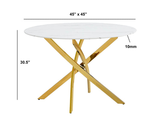 Mariano Furniture - 5 Piece Round Faux Marble Dining Set in Gray/Gold - BQ-D235-4SC255 - GreatFurnitureDeal