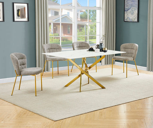 Mariano Furniture - 5 Piece Rectangular Faux Marble Dining Set in Gray/Gold - BQ-D242-4SC255 - GreatFurnitureDeal