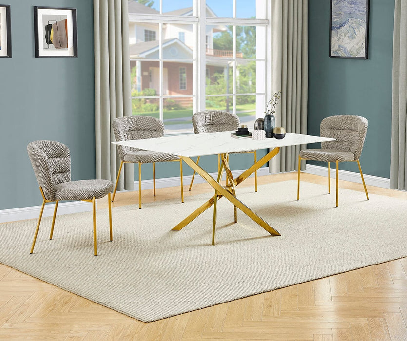 Mariano Furniture - 5 Piece Rectangular Faux Marble Dining Set in Gray/Gold - BQ-D242-4SC255 - GreatFurnitureDeal