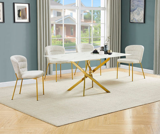 Mariano Furniture - 5 Piece Rectangular Faux Marble Dining Set in Cream/Gold - BQ-D242-4SC256 - GreatFurnitureDeal