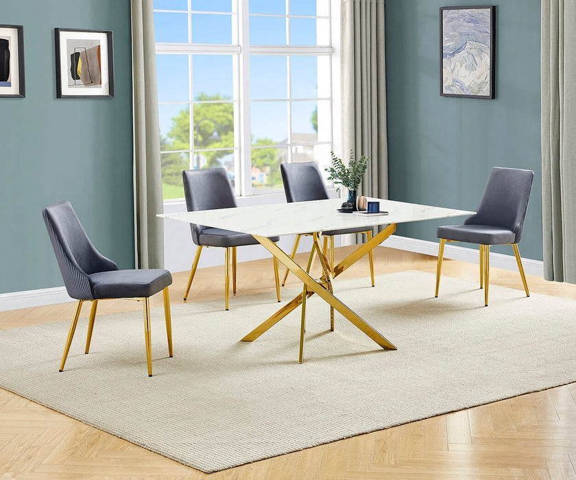 Mariano Furniture - 5 Piece Dining Table Set in Drak Gray/Gold - BQ-D242-4SC260 - GreatFurnitureDeal