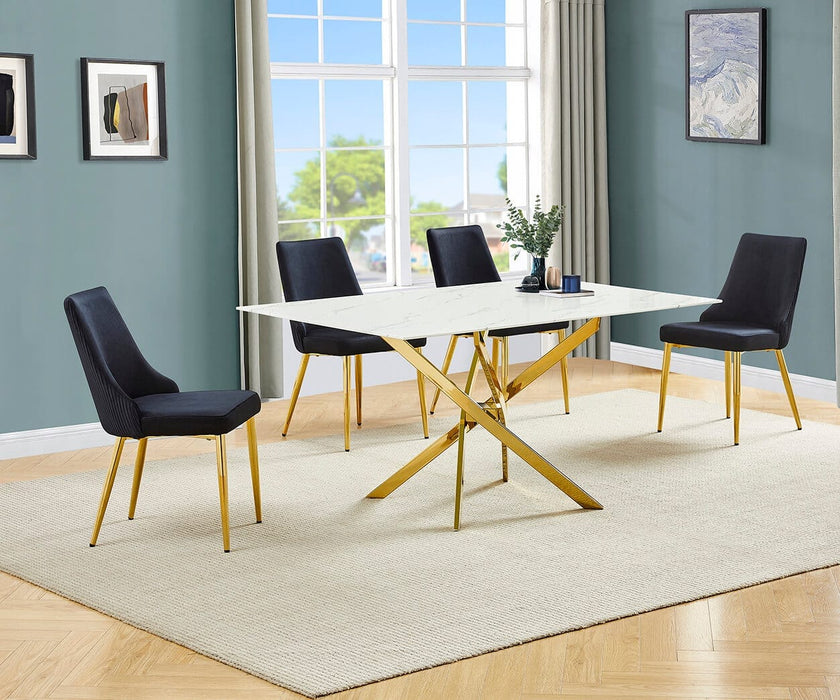 Mariano Furniture - 5 Piece Dining Table Set in Black/Gold - BQ-D242-4SC261 - GreatFurnitureDeal