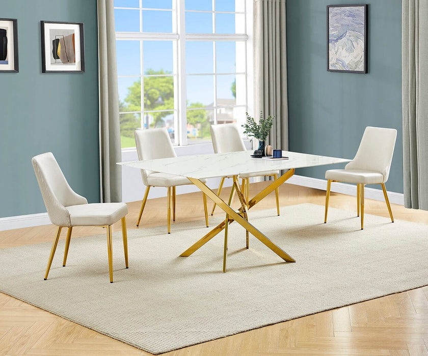 Mariano Furniture - 5 Piece Dining Table Set in Cream/Gold - BQ-D242-4SC262 - GreatFurnitureDeal