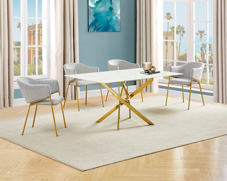 Mariano Furniture - 5 Piece Rectangular Glass Dining Set in Gray/Gold - BQ-D242-4SC263 - GreatFurnitureDeal