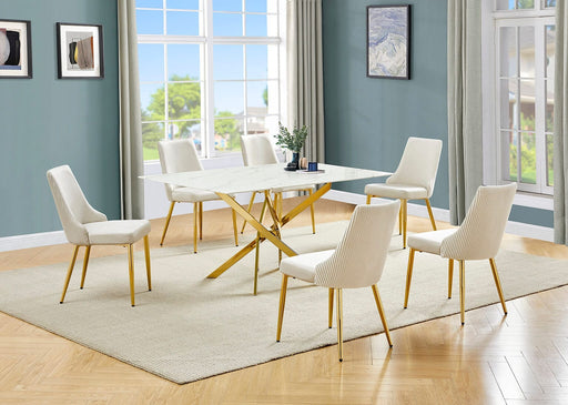 Mariano Furniture - 7 Piece Dining Table Set in Cream/Gold - BQ-D242-6SC262 - GreatFurnitureDeal