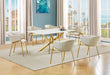 Mariano Furniture - 7 Piece Rectangular Glass Dining Set in Beige/Gold - BQ-D242-6SC264 - GreatFurnitureDeal