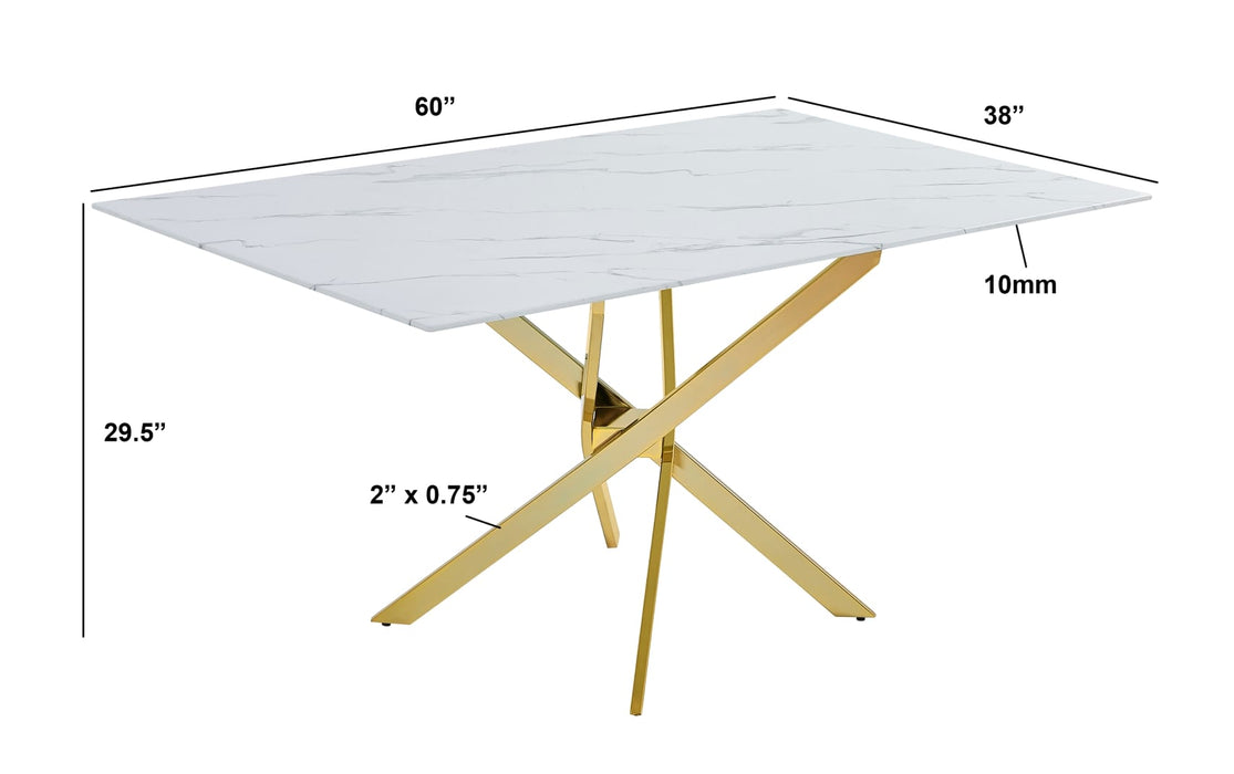 Mariano Furniture - D242 - 5 Piece Dining Set in White/Gold - BQ-D242-4SC150 - GreatFurnitureDeal