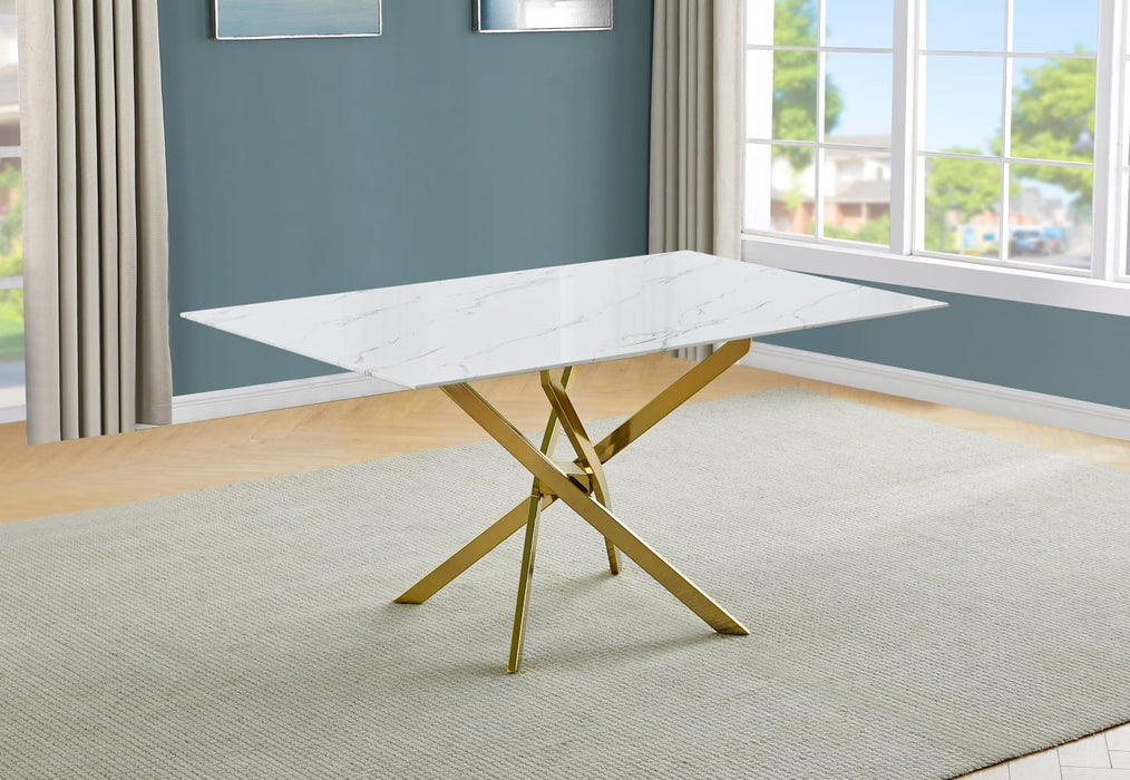 Mariano Furniture - D242 - 5 Piece Dining Set in Cream/Gold - BQ-D242-4SC149 - GreatFurnitureDeal