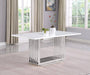 Mariano Furniture - Large White Marble Dining Table in Silver - BQ-D312-DT - GreatFurnitureDeal