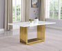 Mariano Furniture - Small White Marble Dining Table in Gold - BQ-D311-DT - GreatFurnitureDeal