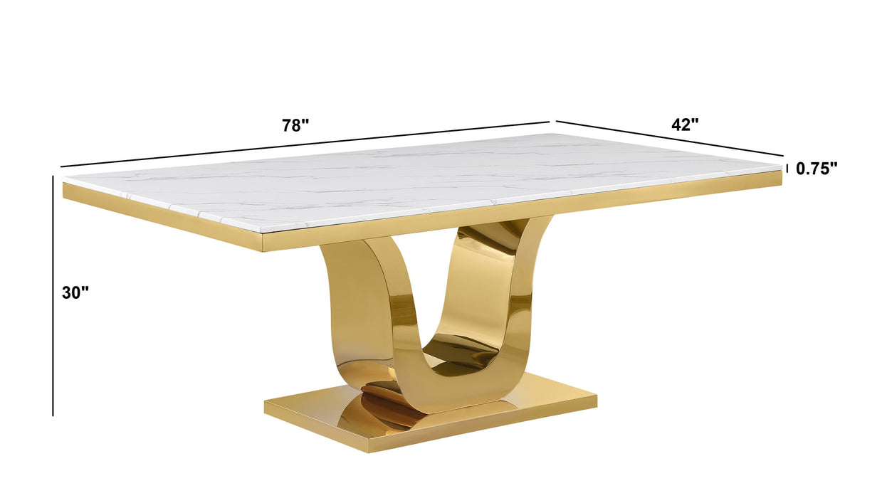 Mariano Furniture - White Large Marble Dining Table - BQ-D321-DT - GreatFurnitureDeal