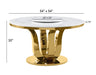 Mariano Furniture - White Marble Dining Table w Lazy Susan in Gold - BQ-D325-DTL - GreatFurnitureDeal