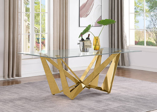 Mariano Furniture - Small Glass Dining Table in Gold - BQ-D401-DT - GreatFurnitureDeal