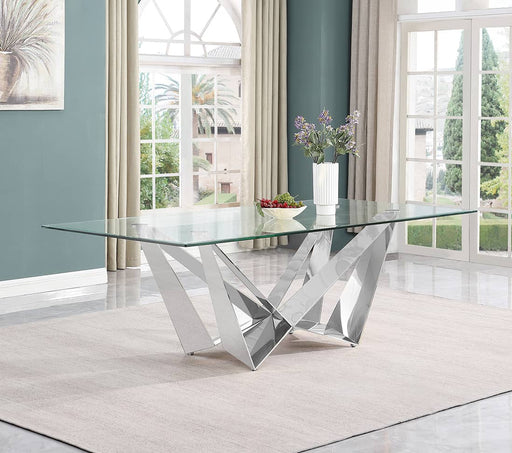 Mariano Furniture - Large Glass Dining Table in Silver - BQ-D402-DT - GreatFurnitureDeal