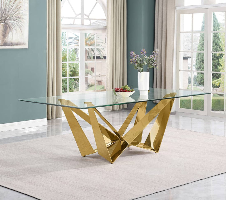 Mariano Furniture - Small Glass Dining Table in Gold - BQ-D401-DT - GreatFurnitureDeal