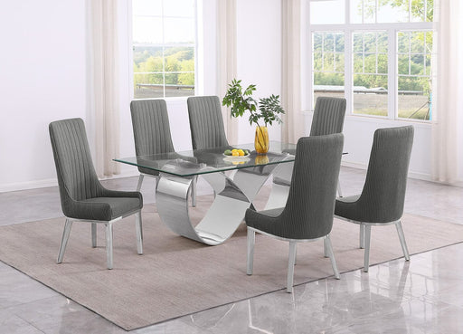 Mariano Furniture - 7 Piece Small Infinity Base Dining Set in Gray/Silver - BQ-D406-6SC290 - GreatFurnitureDeal