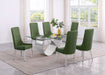 Mariano Furniture - 7 Piece Small Infinity Base Dining Set in Green/Silver - BQ-D406-6SC291 - GreatFurnitureDeal