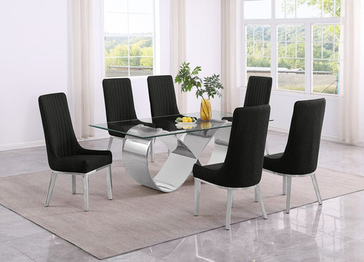 Mariano Furniture - 7 Piece Small Infinity Base Dining Set in Black/Silver - BQ-D406-6SC292 - GreatFurnitureDeal
