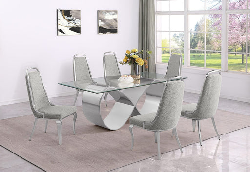 Mariano Furniture - 7 Piece Small Infinity Base Dining Set in Rich Gray/Silver - BQ-D406-6SC410 - GreatFurnitureDeal