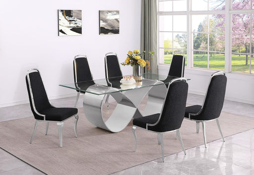 Mariano Furniture - 7 Piece Small Infinity Base Dining Set in Black/Silver - BQ-D406-6SC412 - GreatFurnitureDeal
