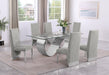 Mariano Furniture - 7 Piece Small Infinity Base Dining Set in Rich Gray/Silver - BQ-DD406-6SC560 - GreatFurnitureDeal