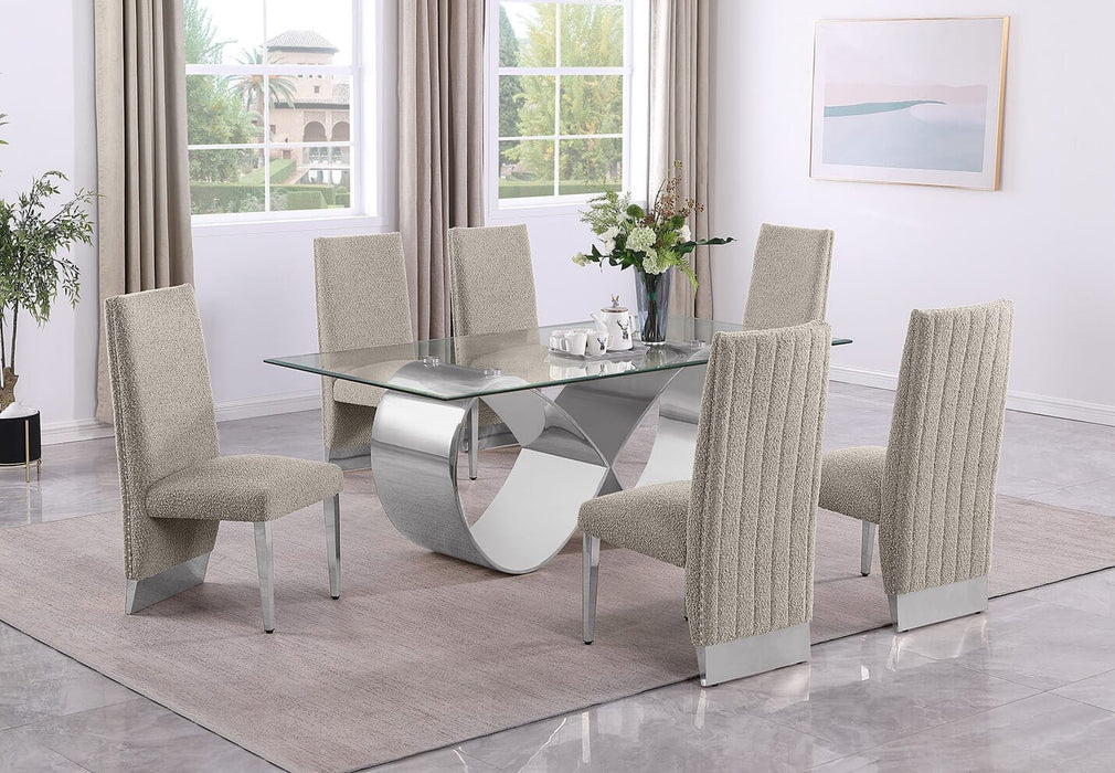 Mariano Furniture - 7 Piece Small Infinity Base Dining Set in Gray/Silver - BQ-D406-6SC561 - GreatFurnitureDeal