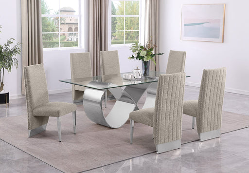 Mariano Furniture - 7 Piece Small Infinity Base Dining Set in Gray/Silver - BQ-D406-6SC561 - GreatFurnitureDeal