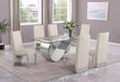 Mariano Furniture - 7 Piece Small Infinity Base Dining Set in Cream/Silver - BQ-D406-6SC563 - GreatFurnitureDeal