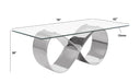 Mariano Furniture - Infinity Base Glass Dining Table in Silver - BQ-D406-DT - GreatFurnitureDeal