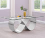 Mariano Furniture - Infinity Base Glass Dining Table in Silver - BQ-D406-DT - GreatFurnitureDeal