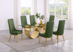 Mariano Furniture - 7 Piece Small Infinity Base Dining Set in Green/Gold - BQ-D407-6SC295 - GreatFurnitureDeal