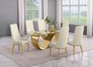 Mariano Furniture - 7 Piece Small Infinity Base Dining Set in Cream/Gold - BQ-D407-6SC297 - GreatFurnitureDeal