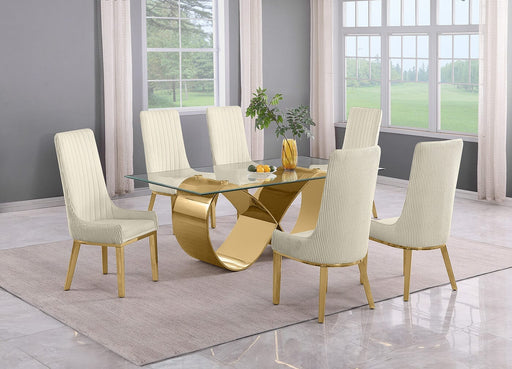 Mariano Furniture - 7 Piece Small Infinity Base Dining Set in Cream/Gold - BQ-D407-6SC297 - GreatFurnitureDeal