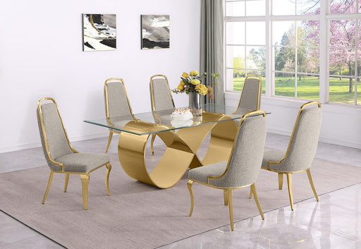 Mariano Furniture - 7 Piece Small Infinity Base Dining Set in Gray/Gold- BQ-D407-6SC415 - GreatFurnitureDeal