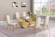 Mariano Furniture - 7 Piece Small Infinity Base Dining Set in Cream/Gold- BQ-D407-6SC417 - GreatFurnitureDeal