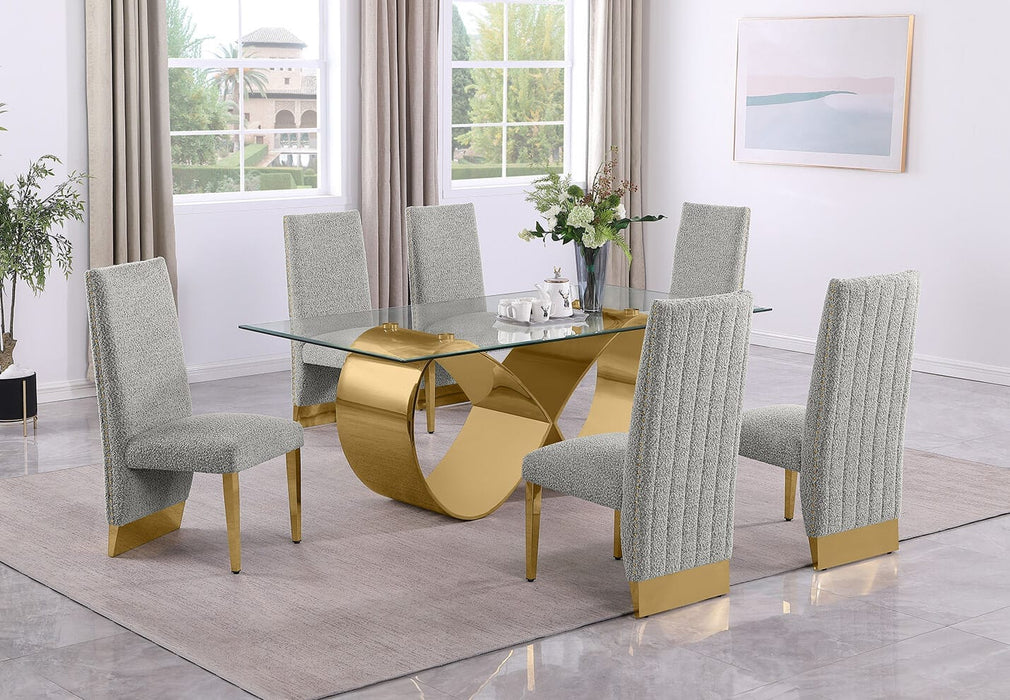 Mariano Furniture - 7 Piece Small Infinity Base Dining Set in Rich Gray/Gold - BQ-D407-6SC564 - GreatFurnitureDeal