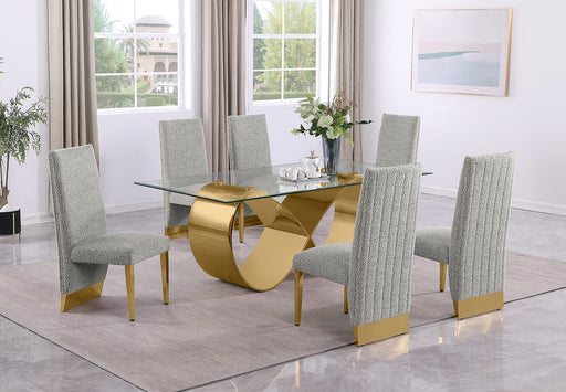 Mariano Furniture - 7 Piece Small Infinity Base Dining Set in Rich Gray/Gold - BQ-D407-6SC564 - GreatFurnitureDeal